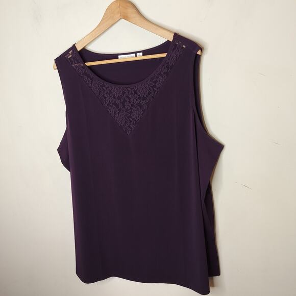 Susan Graver Liquid Knit Tank Purple Lace - Picture 3 of 8